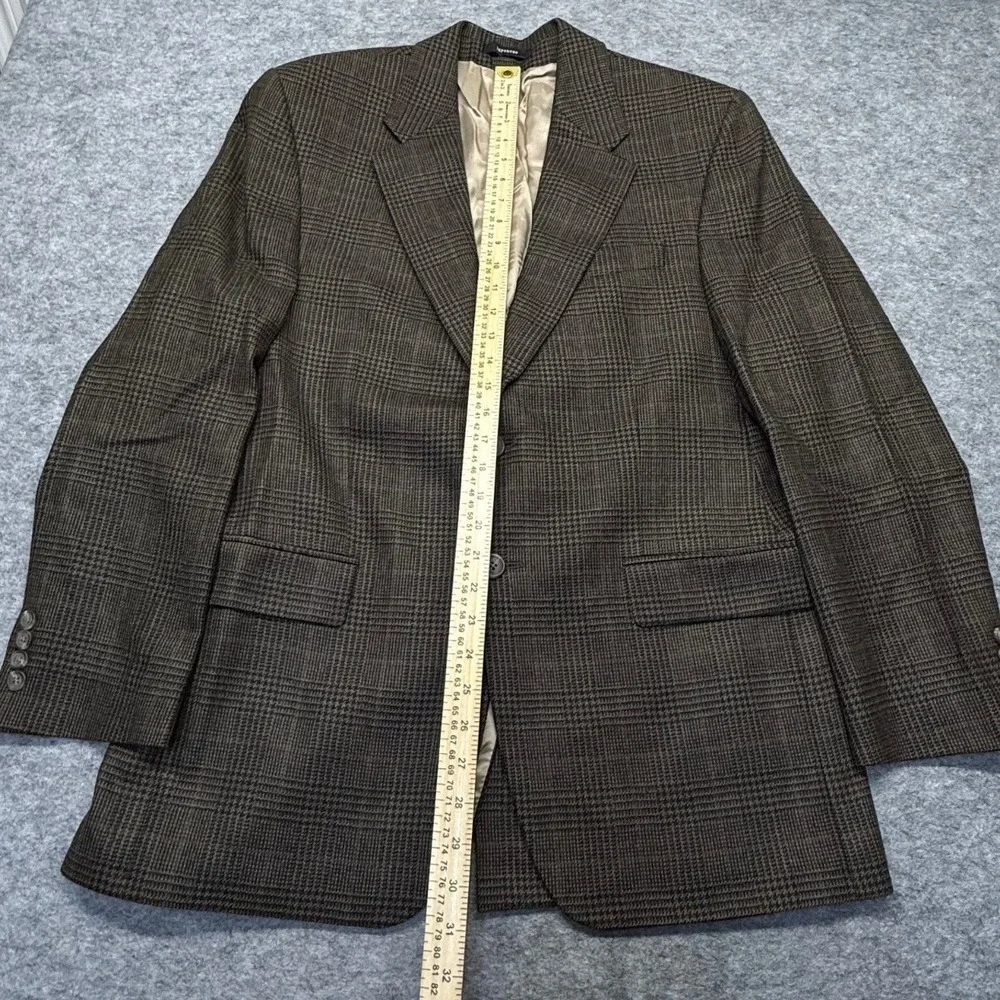 Lauren Ralph Lauren Blazer Mens 40R Glen Plaid 100% Wool Brown Sport Coat Jacket